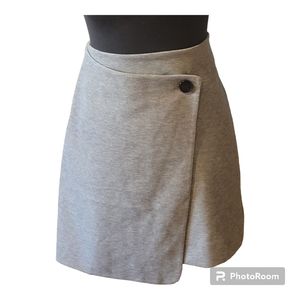 LOFT GRAY SIZE 10 WRAP SKIRT WITH BUTTON